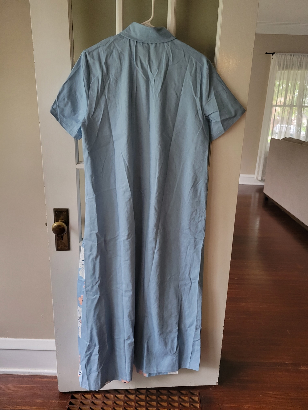 Blue Button-Up Floral Print Short Sleeve Maxi Dress Women's Size 3X Casual - Picture 9 of 15